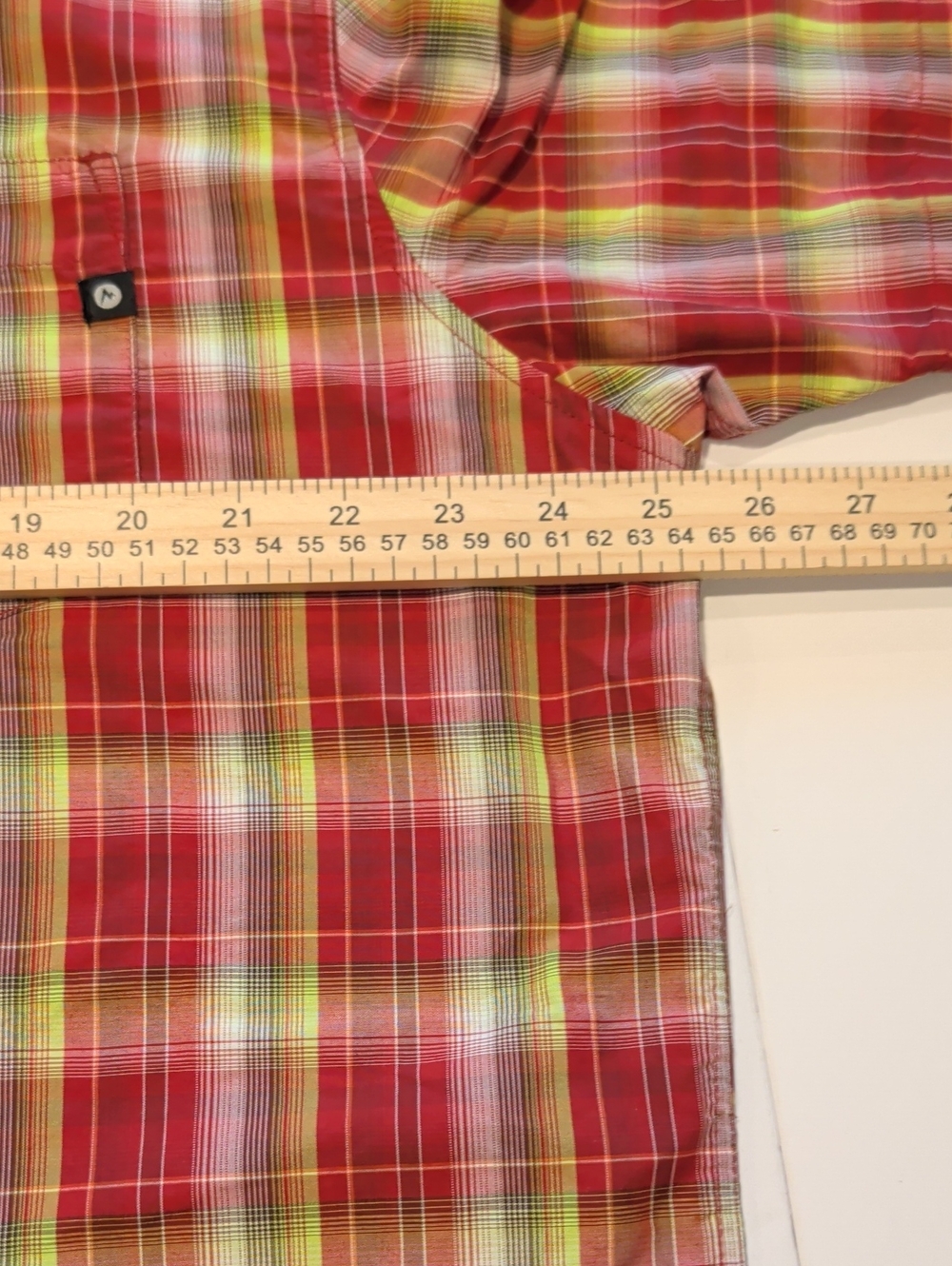 MARMOT Plaid Button Down Shirt Mens XL Red Yellow Short Sleeve Outdoor Lightweig - Picture 7 of 9